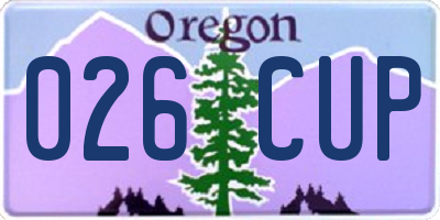 OR license plate 026CUP