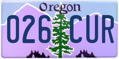 OR license plate 026CUR