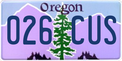 OR license plate 026CUS