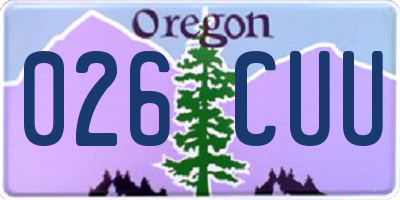 OR license plate 026CUU