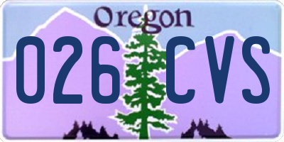 OR license plate 026CVS