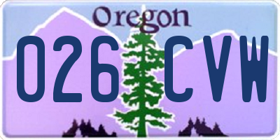 OR license plate 026CVW