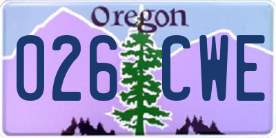 OR license plate 026CWE