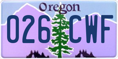 OR license plate 026CWF