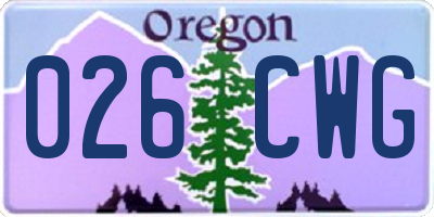 OR license plate 026CWG