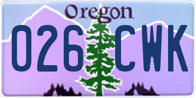 OR license plate 026CWK