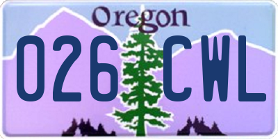 OR license plate 026CWL