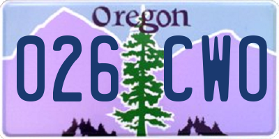 OR license plate 026CWO