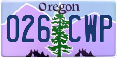 OR license plate 026CWP