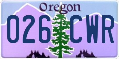 OR license plate 026CWR
