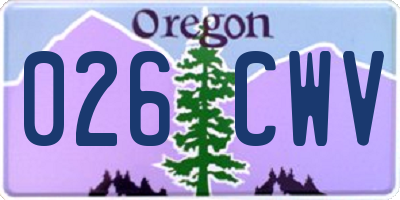 OR license plate 026CWV