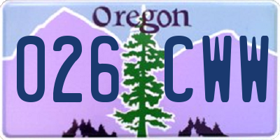 OR license plate 026CWW