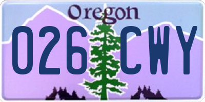 OR license plate 026CWY