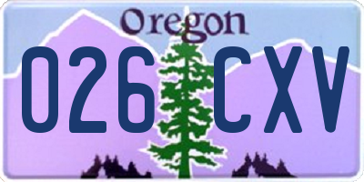 OR license plate 026CXV