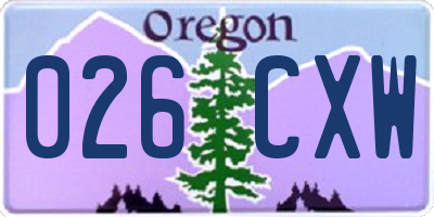 OR license plate 026CXW