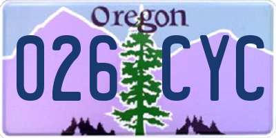 OR license plate 026CYC