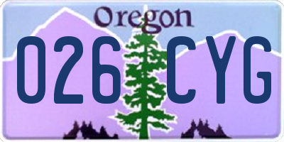 OR license plate 026CYG