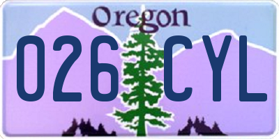 OR license plate 026CYL