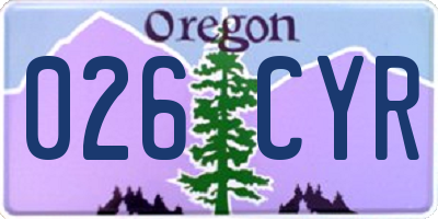 OR license plate 026CYR