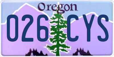 OR license plate 026CYS