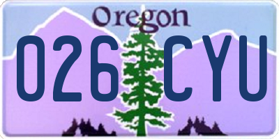 OR license plate 026CYU