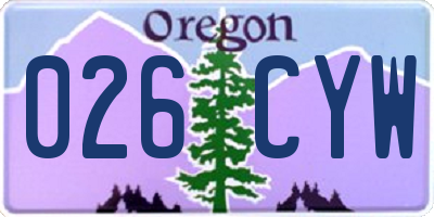 OR license plate 026CYW