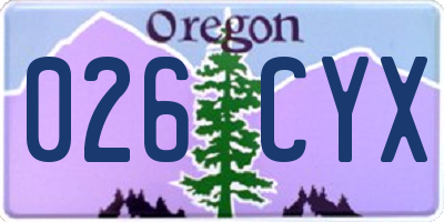 OR license plate 026CYX