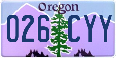 OR license plate 026CYY