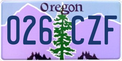 OR license plate 026CZF
