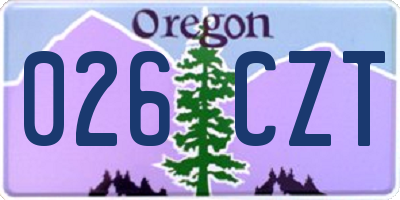 OR license plate 026CZT