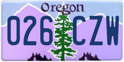 OR license plate 026CZW