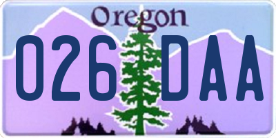 OR license plate 026DAA