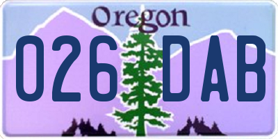OR license plate 026DAB