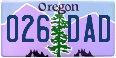 OR license plate 026DAD