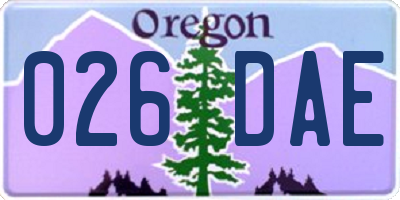 OR license plate 026DAE