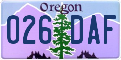 OR license plate 026DAF