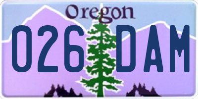 OR license plate 026DAM
