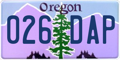 OR license plate 026DAP
