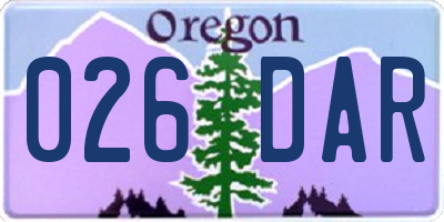 OR license plate 026DAR