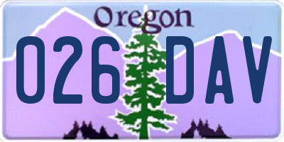 OR license plate 026DAV
