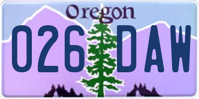 OR license plate 026DAW