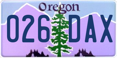 OR license plate 026DAX