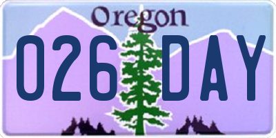 OR license plate 026DAY