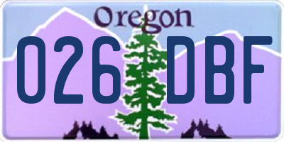 OR license plate 026DBF