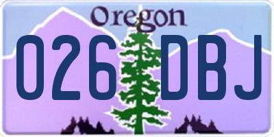 OR license plate 026DBJ