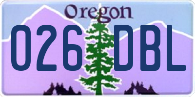 OR license plate 026DBL