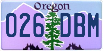OR license plate 026DBM
