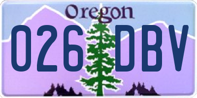 OR license plate 026DBV