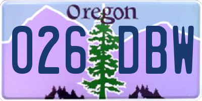 OR license plate 026DBW