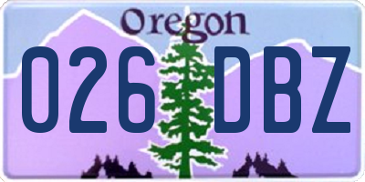 OR license plate 026DBZ